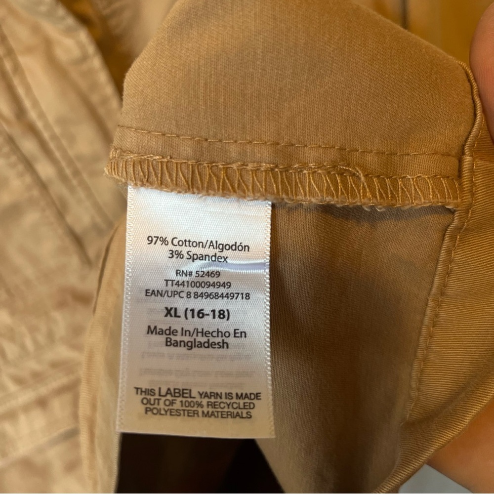 Time and Tru Utility cargo jacket XL 16 18 Cinch drawstring waist Beige Cotton - Picture 6 of 9